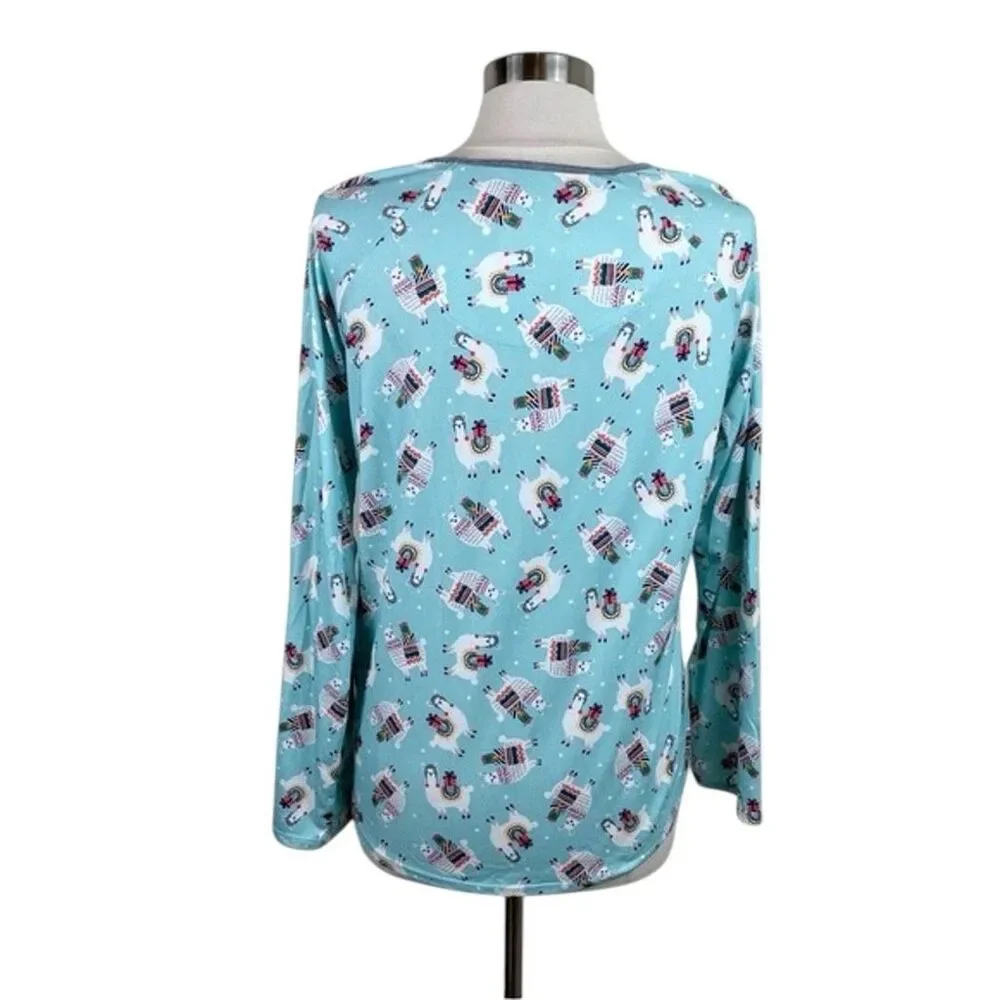 ✨CUDDL DUDS Womens Llamas Long Sleeve Cozy Jersey Sz 2X/XL Pajama Set✨ - Picture 3 of 13